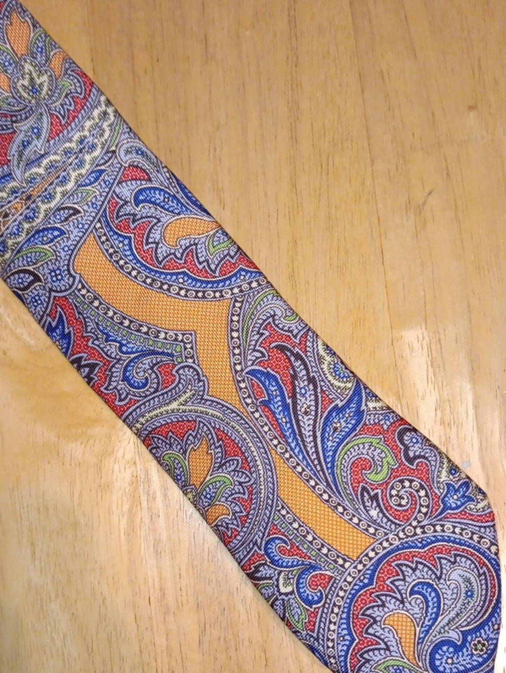 Dion Signature Multicolor Paisley Silk Tie – Orange, Blue, Red, Green